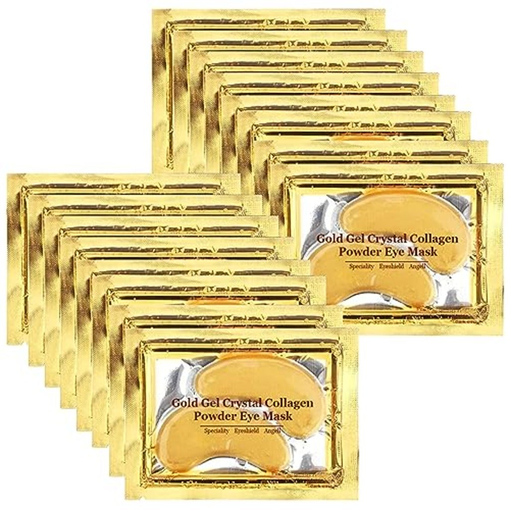 Jiasoval 24K Gold Eye Mask 16 Pairs - Crystal Collagen Under Eye Patches for Dark Circles, Puffiness, Anti-Wrinkle - Damaged Box