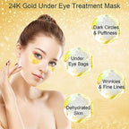 Jiasoval 24K Gold Eye Mask 16 Pairs - Crystal Collagen Under Eye Patches for Dark Circles, Puffiness, Anti-Wrinkle - Damaged Box