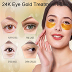 Jiasoval 24K Gold Eye Mask 16 Pairs - Crystal Collagen Under Eye Patches for Dark Circles, Puffiness, Anti-Wrinkle - Damaged Box