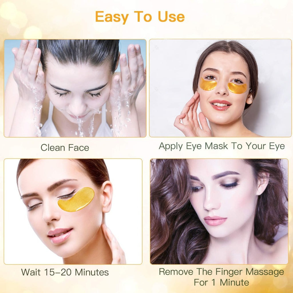Jiasoval 24K Gold Eye Mask 16 Pairs - Crystal Collagen Under Eye Patches for Dark Circles, Puffiness, Anti-Wrinkle - Damaged Box