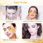 Jiasoval 24K Gold Eye Mask 16 Pairs - Crystal Collagen Under Eye Patches for Dark Circles, Puffiness, Anti-Wrinkle - Damaged Box