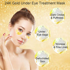 Jiasoval 24K Gold Eye Mask 16 Pairs - Crystal Collagen Under Eye Patches for Dark Circles, Puffiness, Anti-Wrinkle - Damaged Box