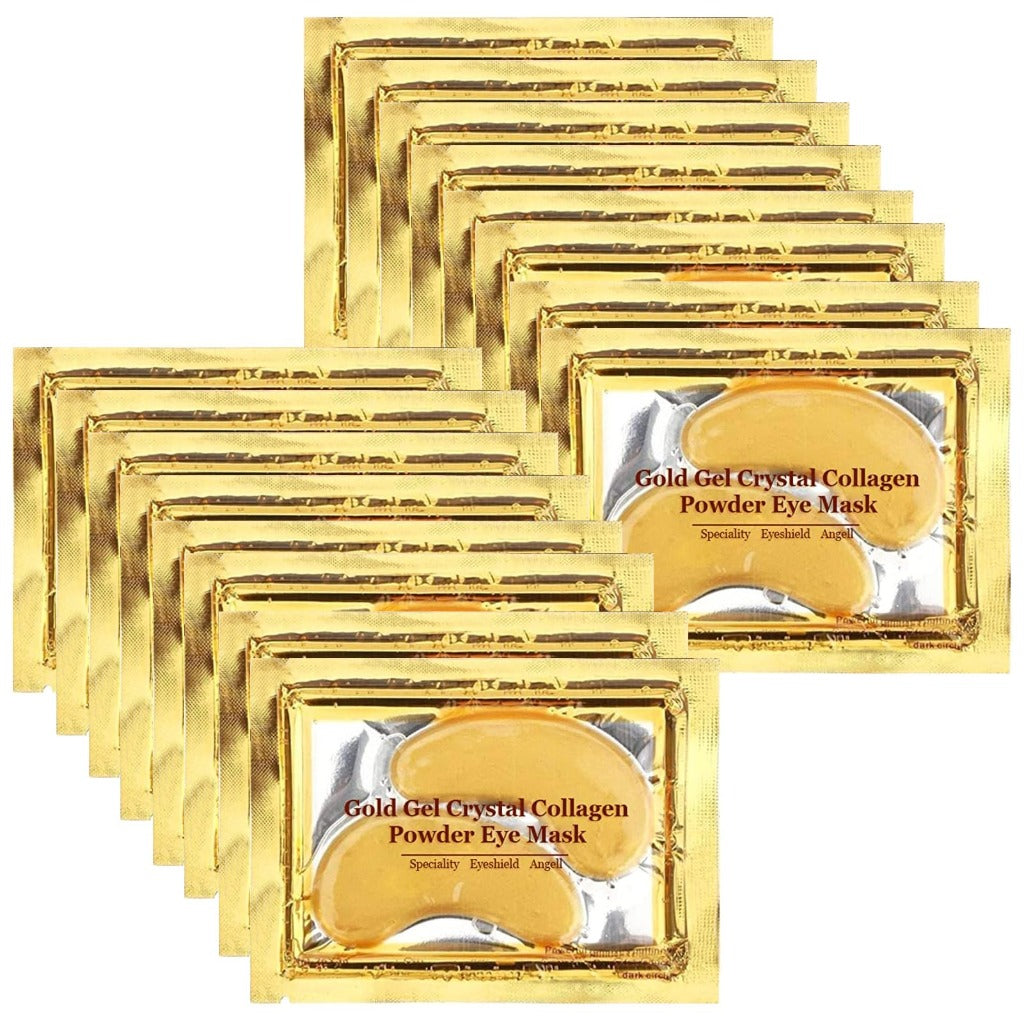 Jiasoval 24K Gold Eye Mask 16 Pairs - Crystal Collagen Under Eye Patches for Dark Circles, Puffiness, Anti-Wrinkle - Damaged Box