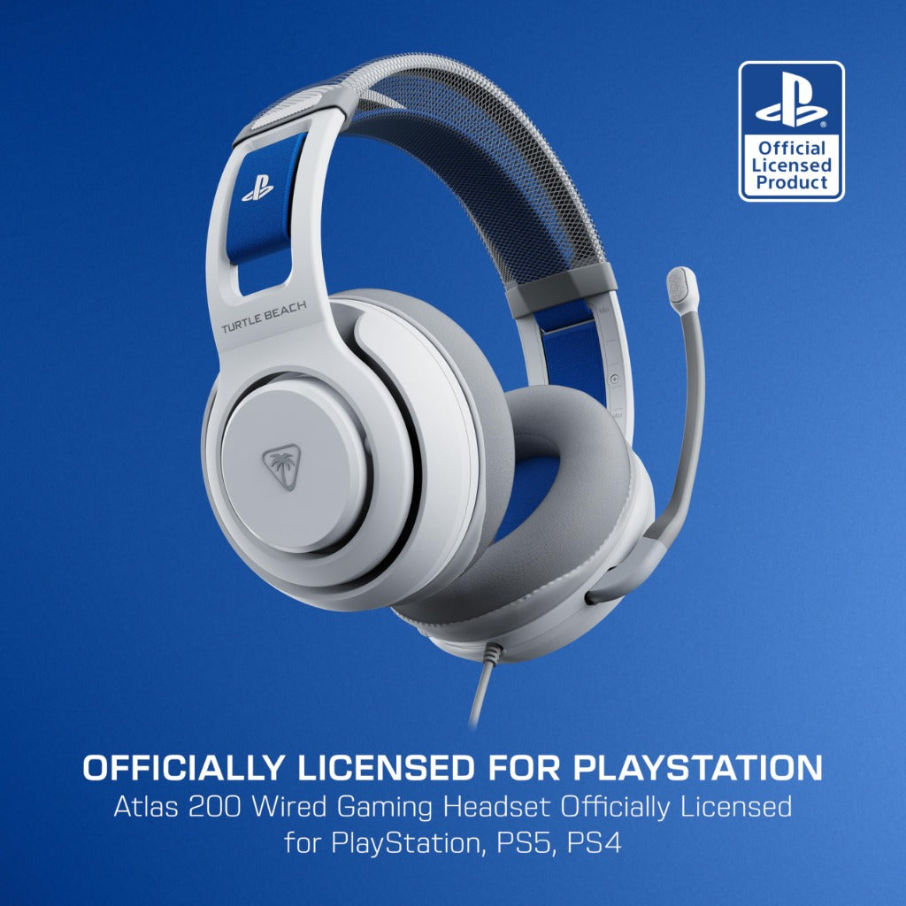 Turtle Beach Atlas 200 Wired Gaming Headset for PS5 and PS4 White Officially Licensed PlayStation Over-Ear Headphones with Microphone