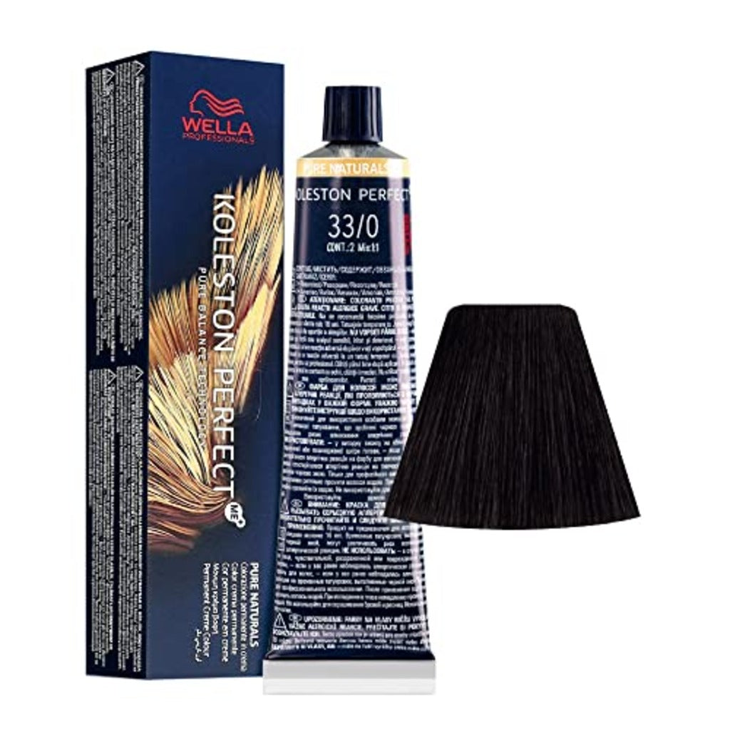 Wella Koleston Perfect Me+ Pure Naturals 60ml Hair Dye - W33/0 Dark Brown Intensive - Permanent Professional Hair Colour Cream