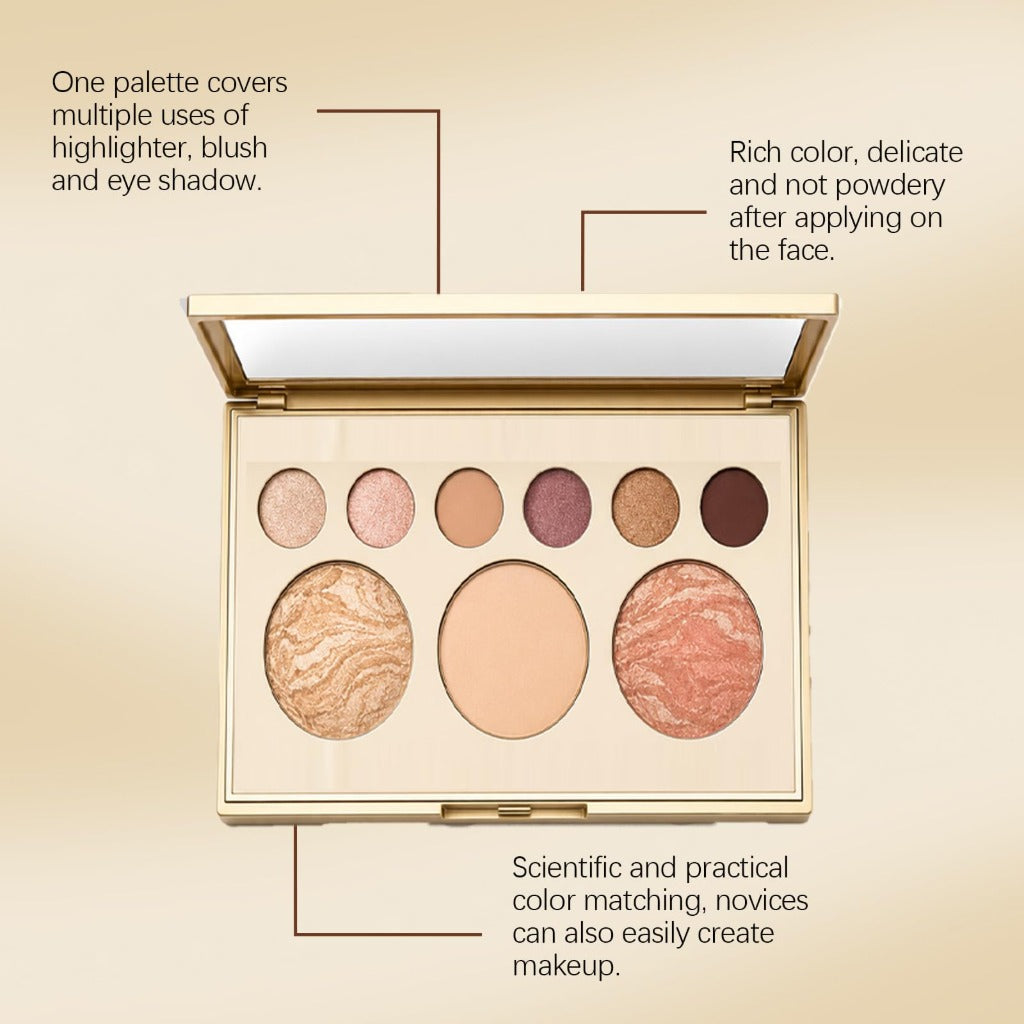 Baked Starter Kit 3 Piece All-in-One Makeup Gift Set for Women Includes Balance Foundation Multi-Functional Palette and Retractable Brush