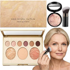 Baked Starter Kit 3 Piece All-in-One Makeup Gift Set for Women Includes Balance Foundation Multi-Functional Palette and Retractable Brush