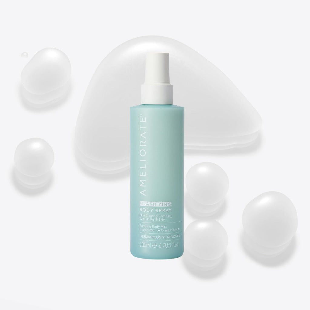 Ameliorate Clarifying Body Spray 200ml Blemish Treatment Mist with Lactic Acid for Back and Body Pores and Redness 360 Degree Nozzle - Damaged Box