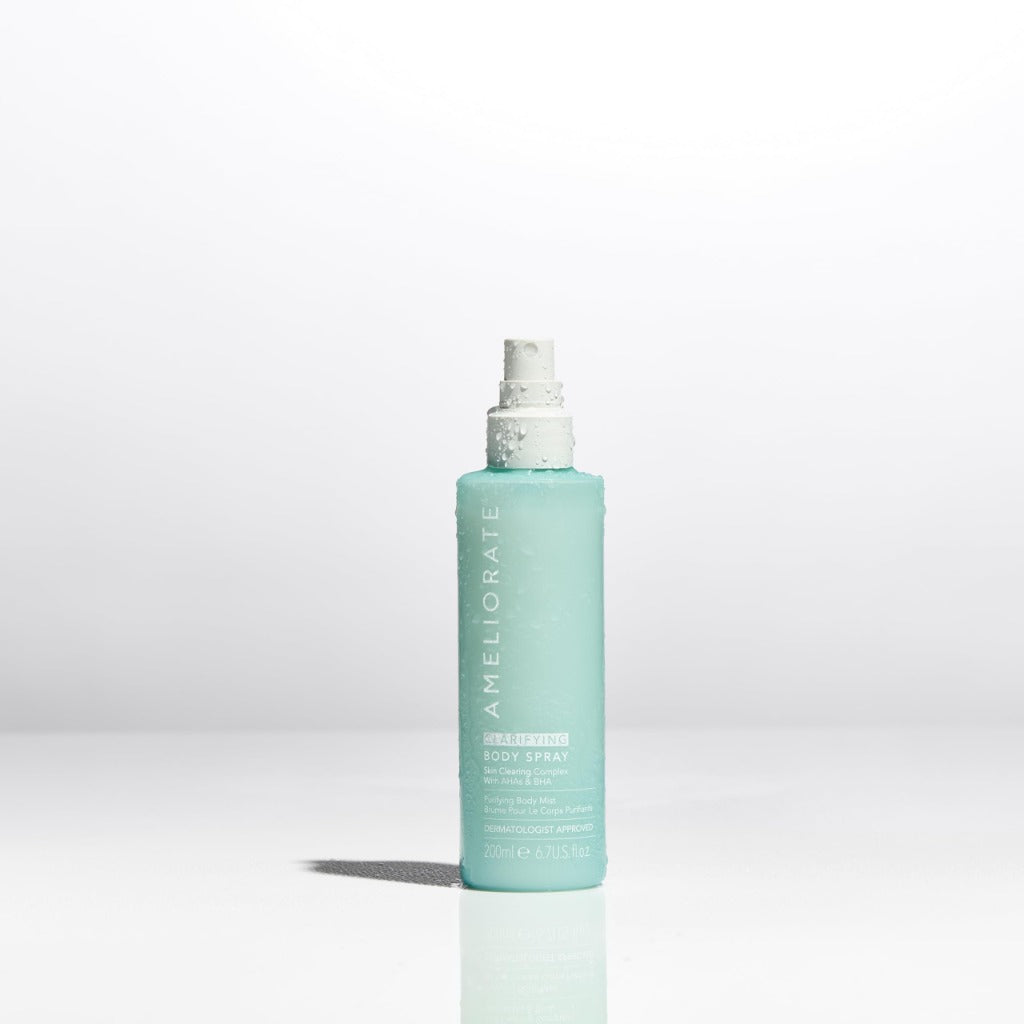 Ameliorate Clarifying Body Spray 200ml Blemish Treatment Mist with Lactic Acid for Back and Body Pores and Redness 360 Degree Nozzle - Damaged Box