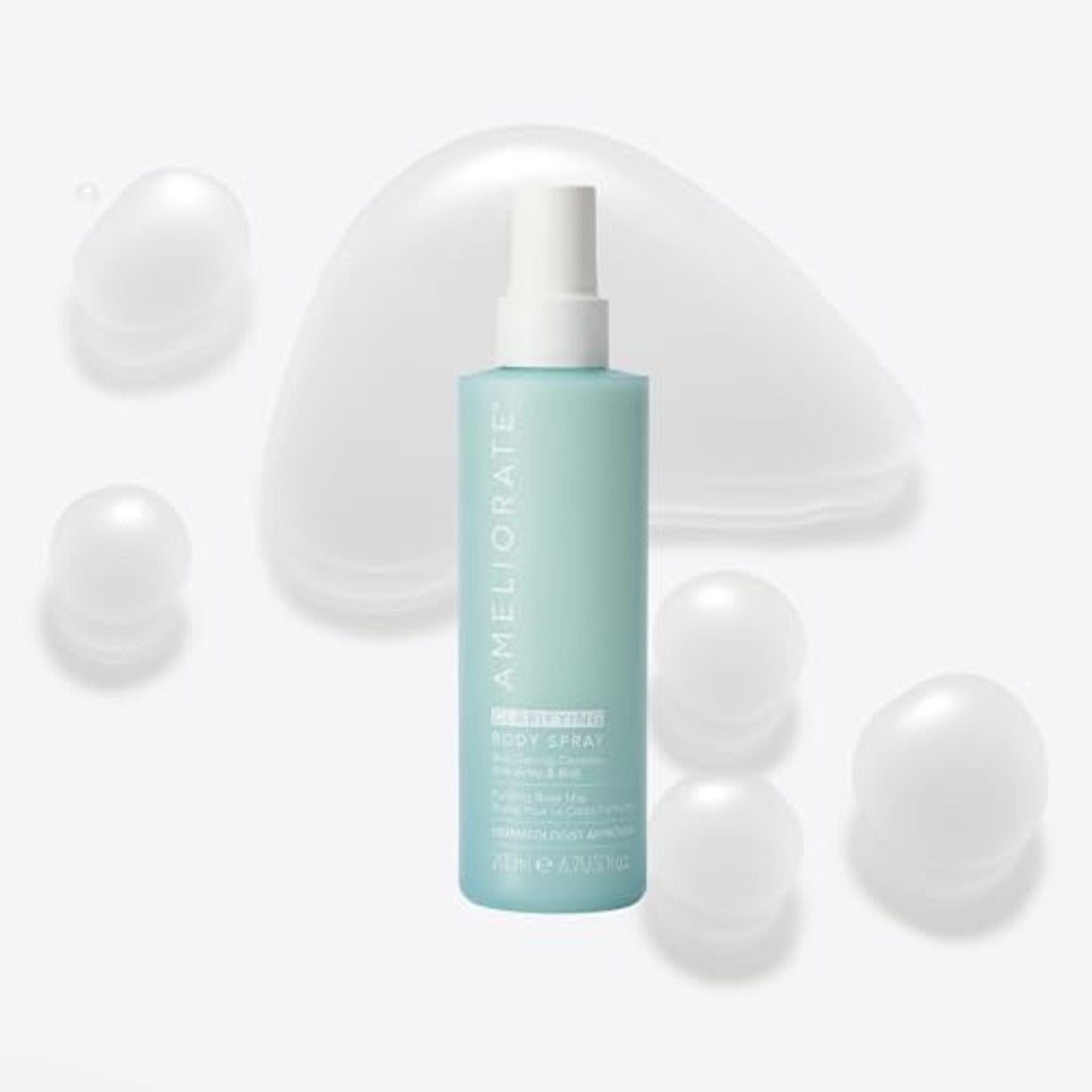 Ameliorate Clarifying Body Spray 200ml Blemish Treatment Mist with Lactic Acid for Back and Body Pores and Redness 360 Degree Nozzle - Damaged Box