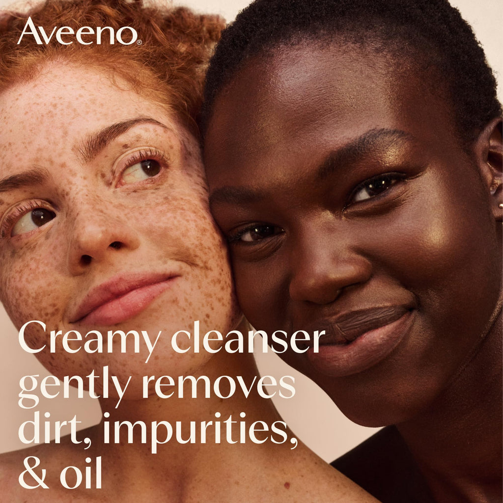 Aveeno Calm and Restore Nourishing Oat Cleanser 200ml - Gentle Non-Foaming Face Wash for Sensitive Skin with Prebiotic Oat and Feverfew
