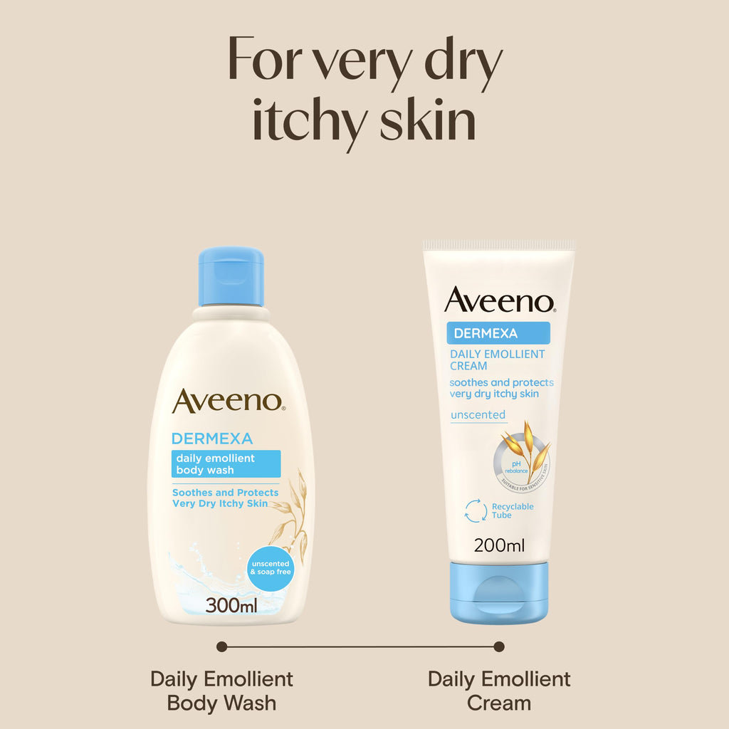 Aveeno Dermexa Daily Emollient Cream 200ml - Triple Oat Complex and Ceramides for Sensitive Dry Skin Prone to Eczema - Soothing Moisturiser - Damaged Box