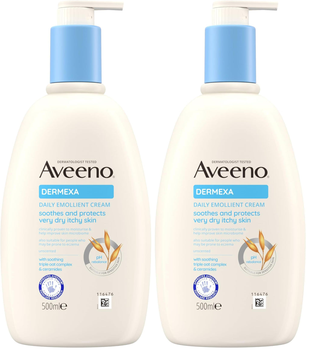 Aveeno Dermexa Daily Emollient Cream 200ml - Triple Oat Complex and Ceramides for Sensitive Dry Skin Prone to Eczema - Soothing Moisturiser - Damaged Box