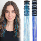 Hair Tinsel Kit 12 PCS Laser Rainbow Glitter Clip-in Hair Extensions for Women Festival Party - Damaged Box