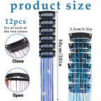 Hair Tinsel Kit 12 PCS Laser Rainbow Glitter Clip-in Hair Extensions for Women Festival Party - Damaged Box