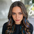 Hair Tinsel Kit 12 PCS Laser Rainbow Glitter Clip-in Hair Extensions for Women Festival Party - Damaged Box