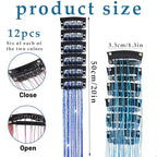 Hair Tinsel Kit 12 PCS Laser Rainbow Glitter Clip-in Hair Extensions for Women Festival Party - Damaged Box