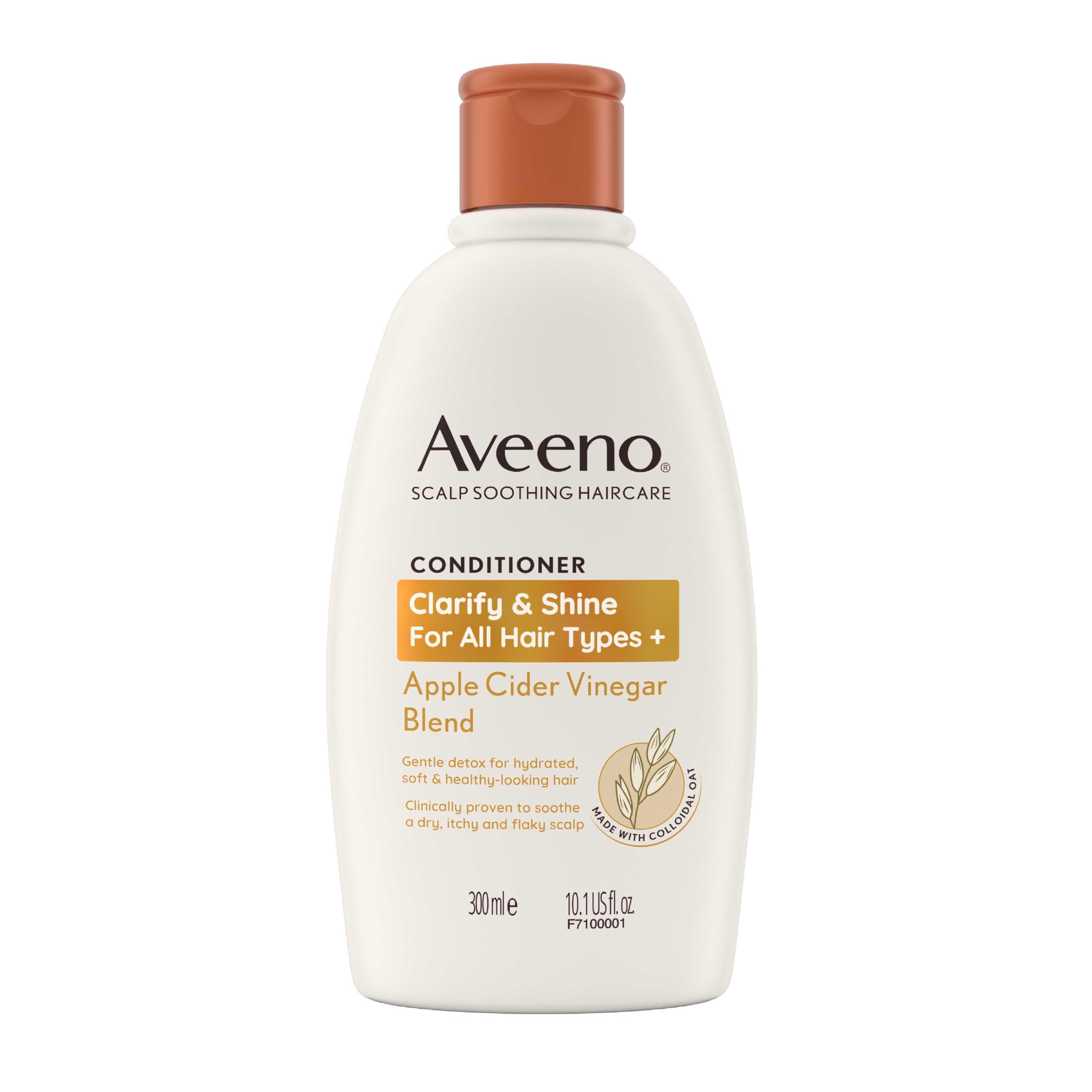 Aveeno Clarify and Shine Conditioner Apple Cider Vinegar Blend 300ml for Oily Hair and Flaky Scalp Sulfate Free Soothing Haircare