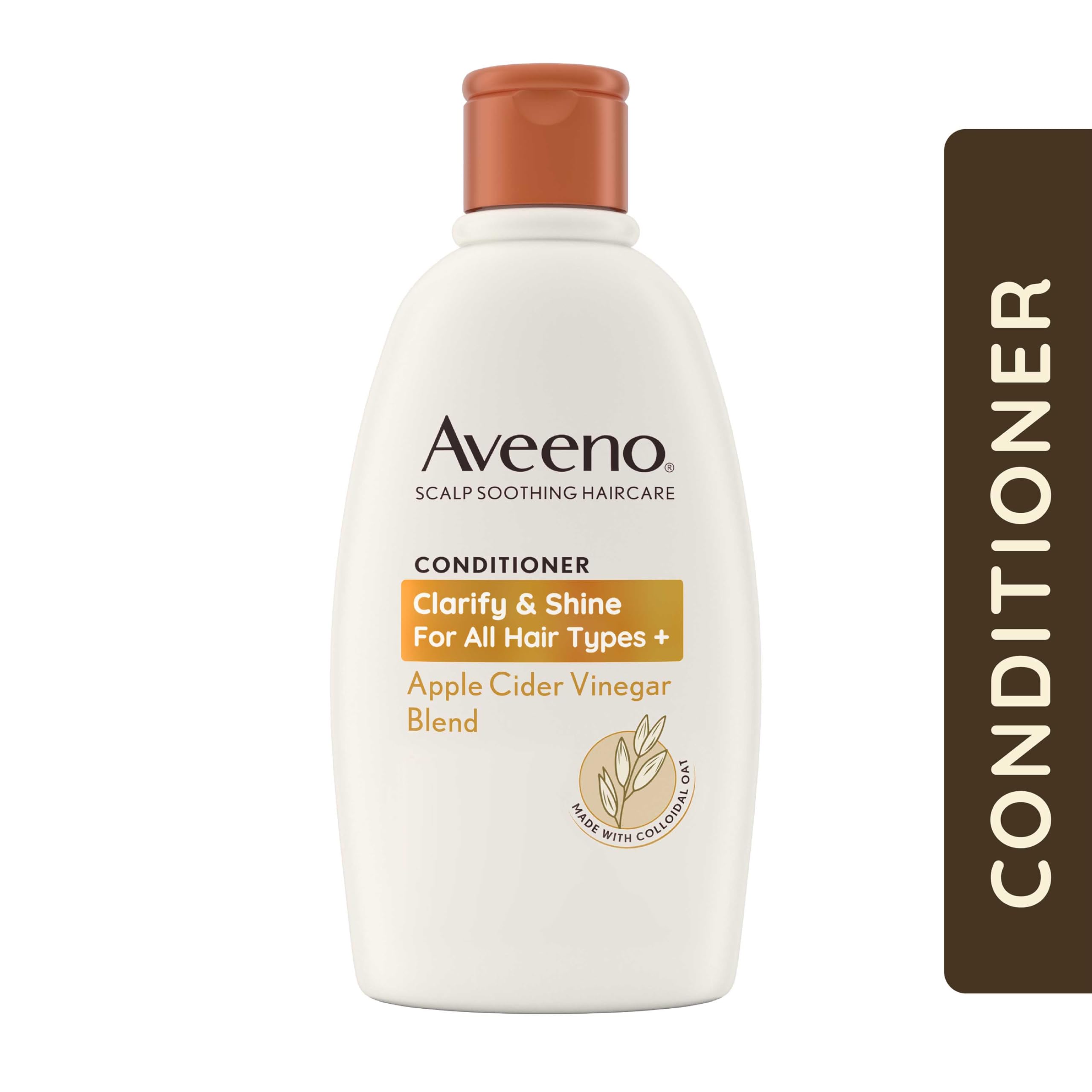 Aveeno Clarify and Shine Conditioner Apple Cider Vinegar Blend 300ml for Oily Hair and Flaky Scalp Sulfate Free Soothing Haircare