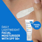 CeraVe Hydrating Travel Kit for Normal to Dry Skin 3 Piece Set with Hydrating Cleanser AM SPF 50 Facial Lotion and Moisturising Lotion 88ml