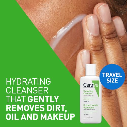CeraVe Hydrating Travel Kit for Normal to Dry Skin 3 Piece Set with Hydrating Cleanser AM SPF 50 Facial Lotion and Moisturising Lotion 88ml