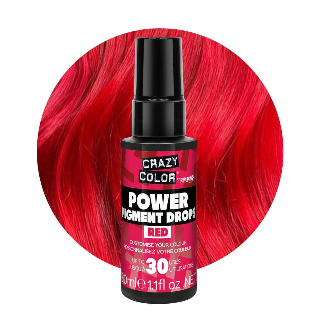 Crazy Color Red Power Pigments 30ml — Ultra Concentrated Semi-Permanent Hair Dye Toner Vegan Formula - Damaged Box