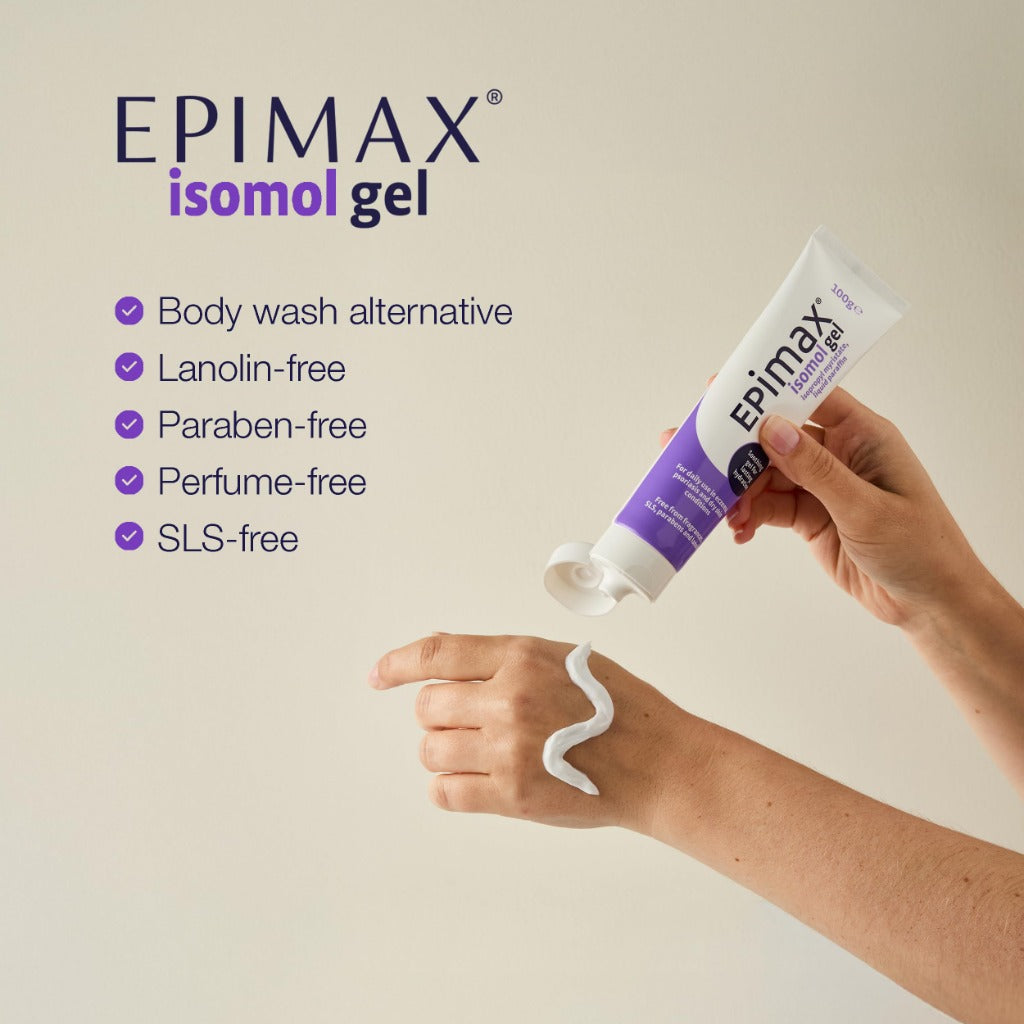 Epimax Isomol Gel 100g Emollient Moisturiser for Dry Skin Eczema and Psoriasis Relief Pump Dispenser Hydrating Body Cream