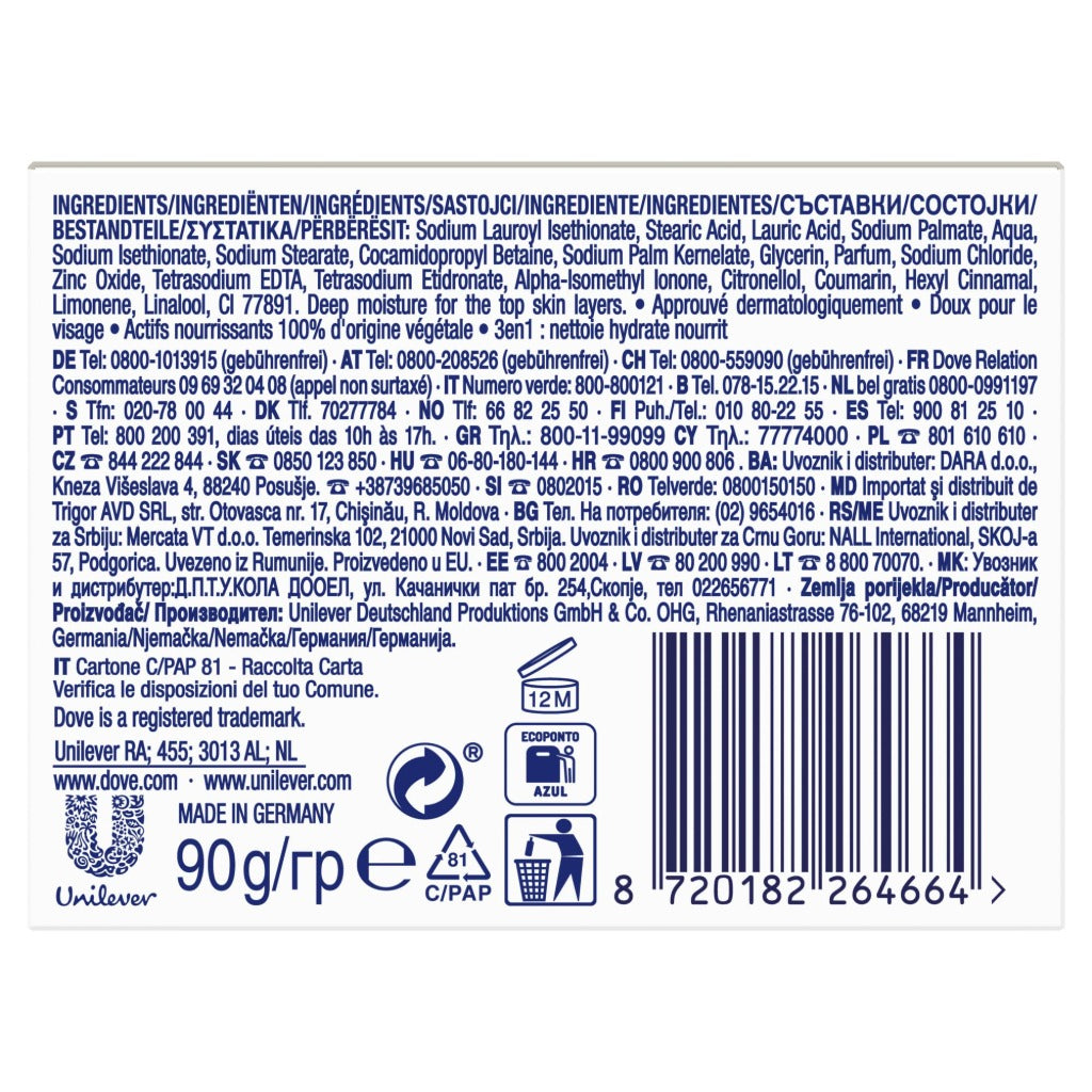 Dove Original Beauty Bar Soap 4 x 90g Pack Moisturising Cream Body Wash for Soft Skin Multi Pack Bulk Buy