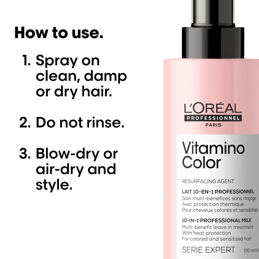 L'Oreal Professionnel Serie Expert Vitamino Color 10-in-1 Multi-Purpose Spray 190ml Leave-In Treatment for Colour Treated Hair