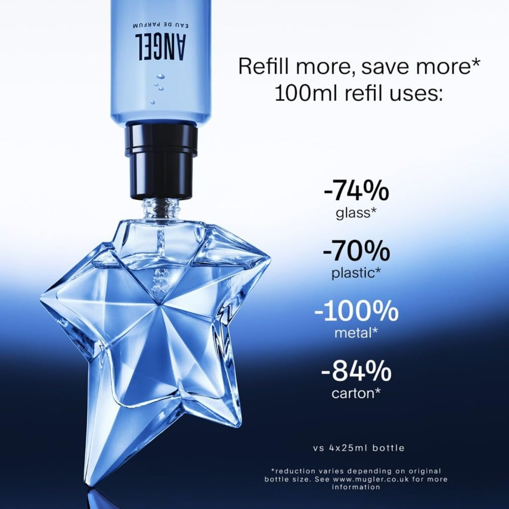 Mugler Angel Eau de Parfum 100ml Refillable Star Bottle Women's Fragrance Ambery Gourmand Perfume with Bergamot Praline and Patchouli - Damaged Box