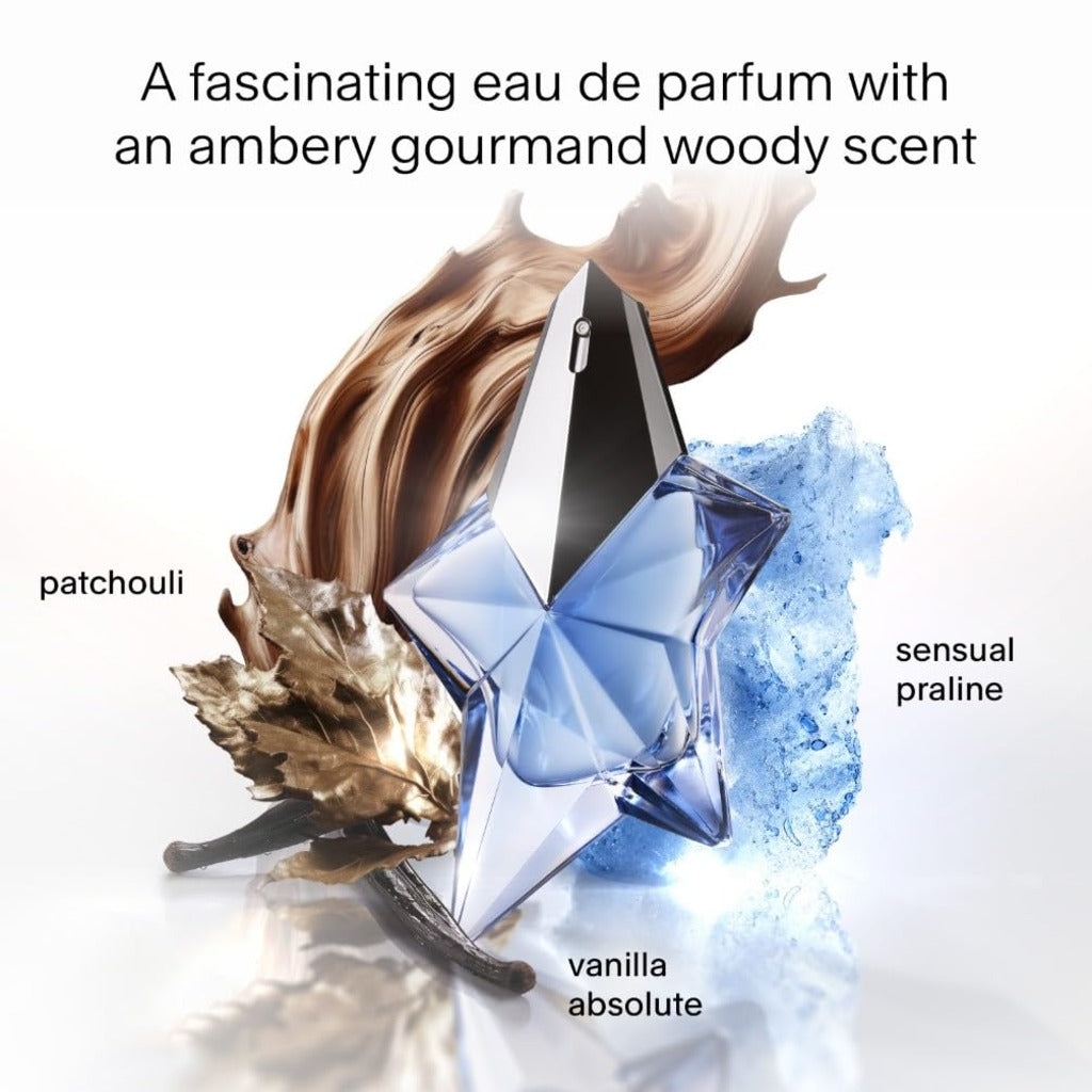 Mugler Angel Eau de Parfum 100ml Refillable Star Bottle Women's Fragrance Ambery Gourmand Perfume with Bergamot Praline and Patchouli - Damaged Box