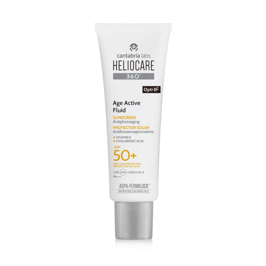 Heliocare 360 Fluid Cream SPF50+ 50ml / Sun Cream For Face/Daily UVA, UVB Visible light and infrared-A Anti-Ageing Sunscreen Protection/Dry and Normal Skin Types/Hydrating - Damaged Box