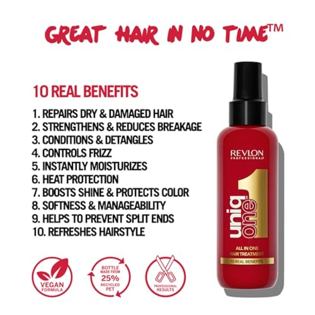 Revlon Professional Uniq One All In One Hair Treatment 150ml - Multi-Benefit Leave-In Conditioner and Hair Mask Spray - Original Scent - Damaged Box