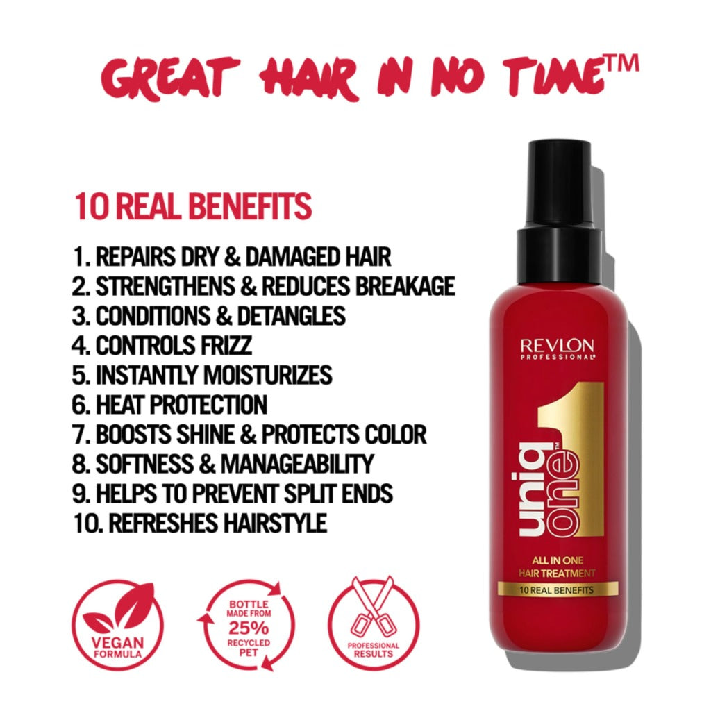 Revlon Professional Uniq One All In One Hair Treatment 150ml - Multi-Benefit Leave-In Conditioner and Hair Mask Spray - Original Scent - Damaged Box