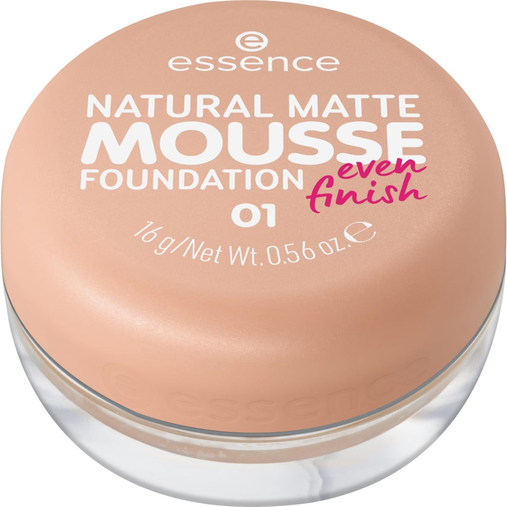 Essence Natural Matte Mousse Foundation 16g Mattifying Full Coverage Face Makeup Lightweight Texture Medium To High Coverage 01 Matt Sand