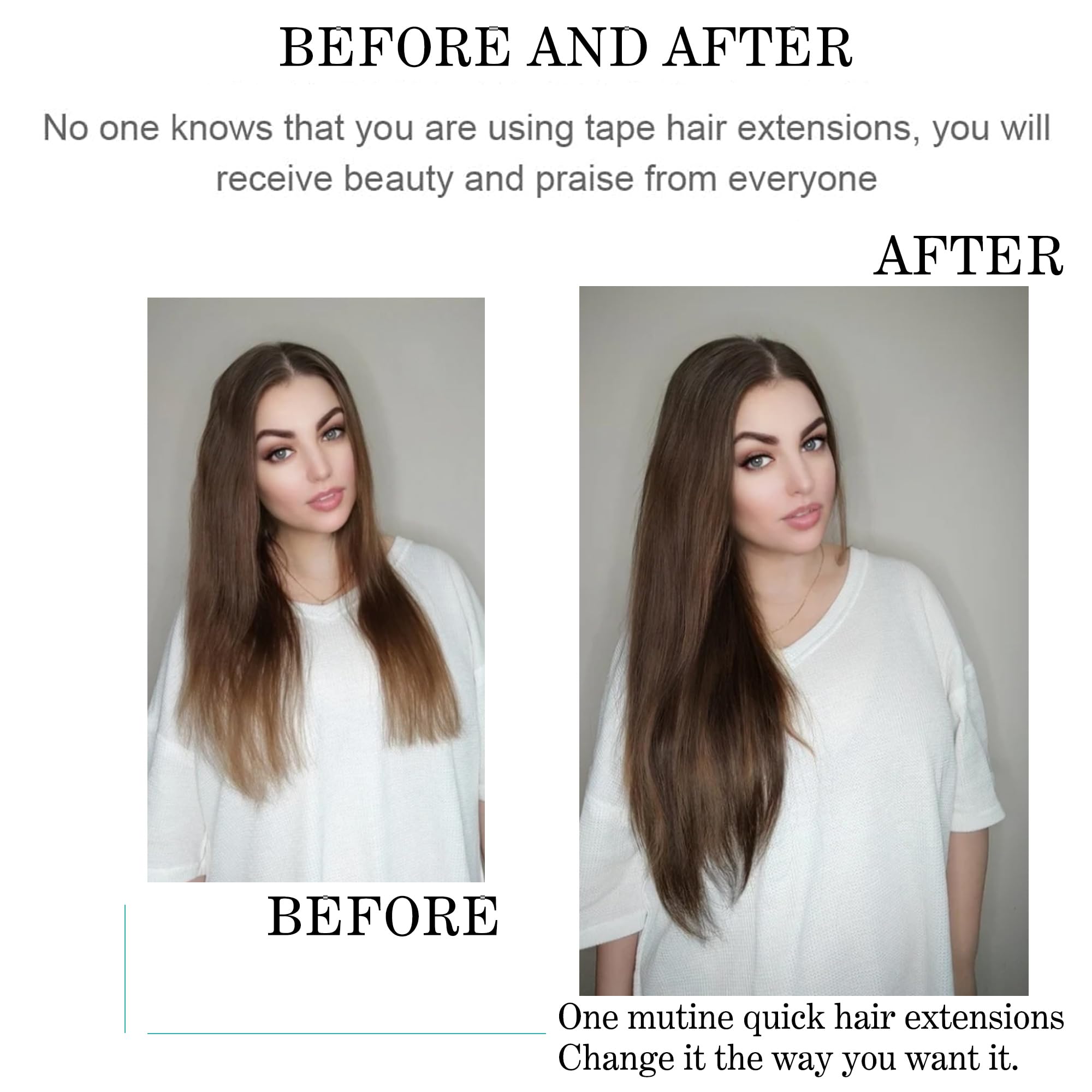 Roserer Tape In Hair Extensions Human Hair Light Brown 20 Inch 20 Pieces 40g Straight Real Hair Invisible Adhesive Tapes Daily Styling 20 - Damaged Box