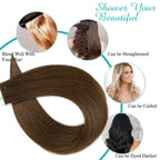 Roserer Tape In Hair Extensions Human Hair Light Brown 20 Inch 20 Pieces 40g Straight Real Hair Invisible Adhesive Tapes Daily Styling 20 - Damaged Box