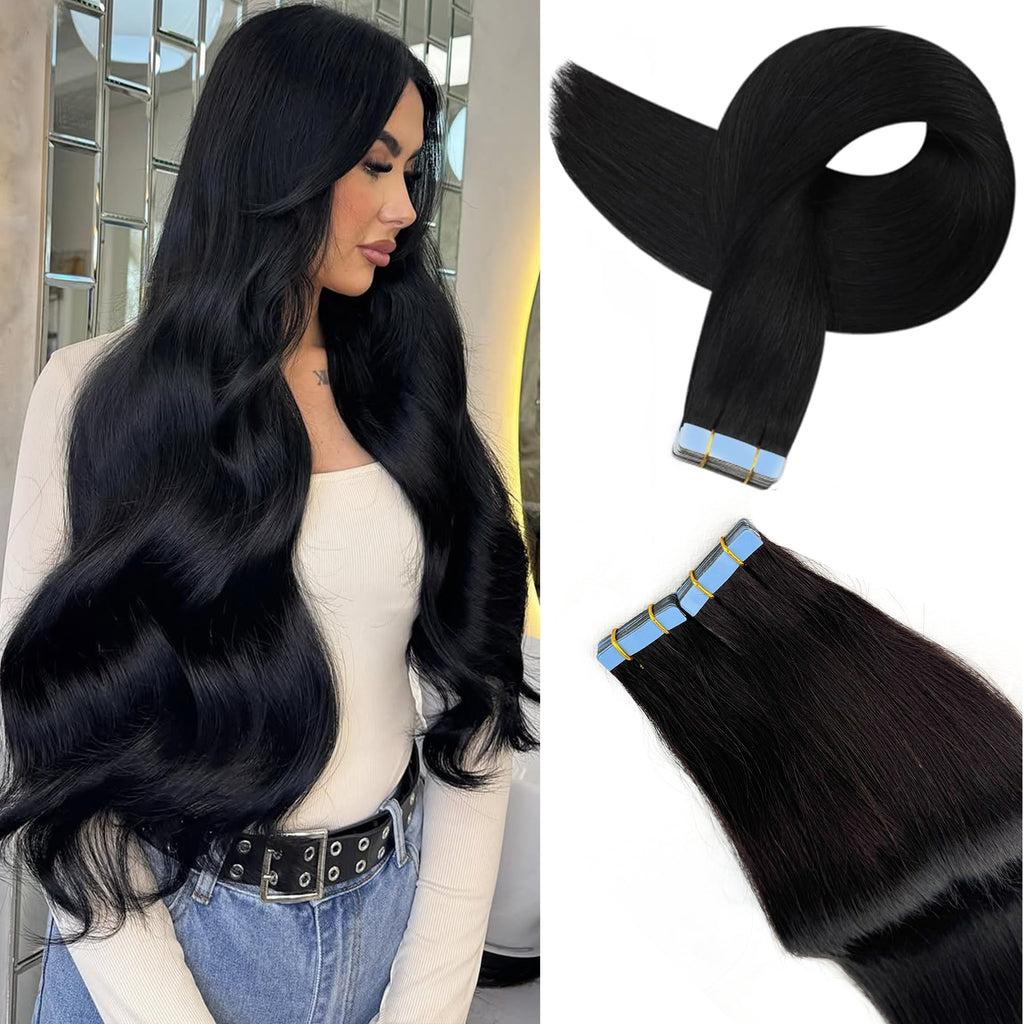 Roserer Tape In Hair Extensions Human Hair Light Brown 20 Inch 20 Pieces 40g Straight Real Hair Invisible Adhesive Tapes Daily Styling 20 - Damaged Box