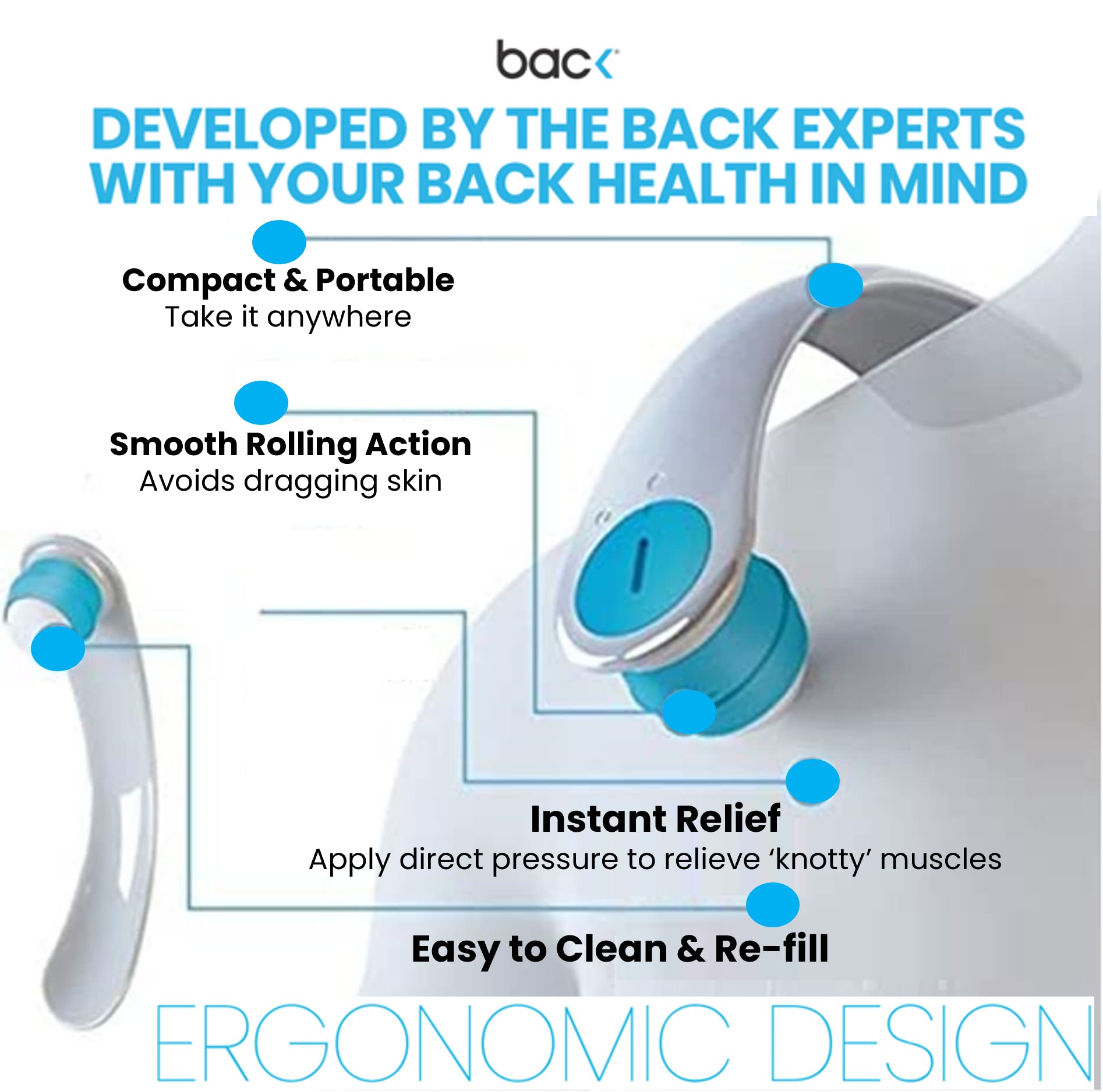 BACK Easy Applicator | Deep Tissue Massager and Application of Your Favorite Topical Gel or Cream to Hard to Reach Areas - Damaged Box