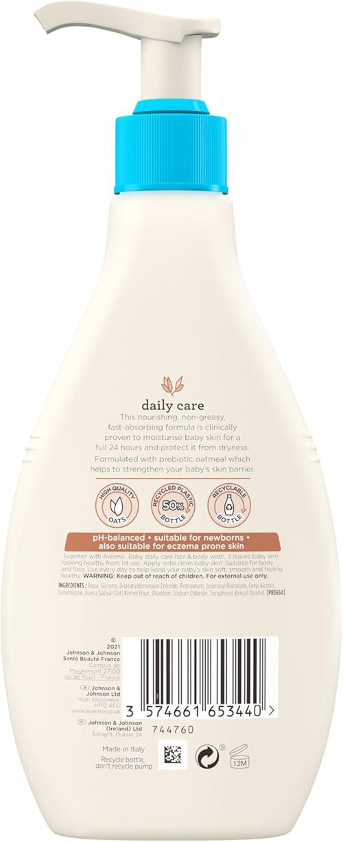 Aveeno Baby Daily Care Moisturising Lotion (1 x 250ml), Fast-Absorbing Face and Body Baby Lotion with Prebiotic Colloidal Oatmeal, Protects & Moisturises Skin For 24 Hours, For Sensitive Skin