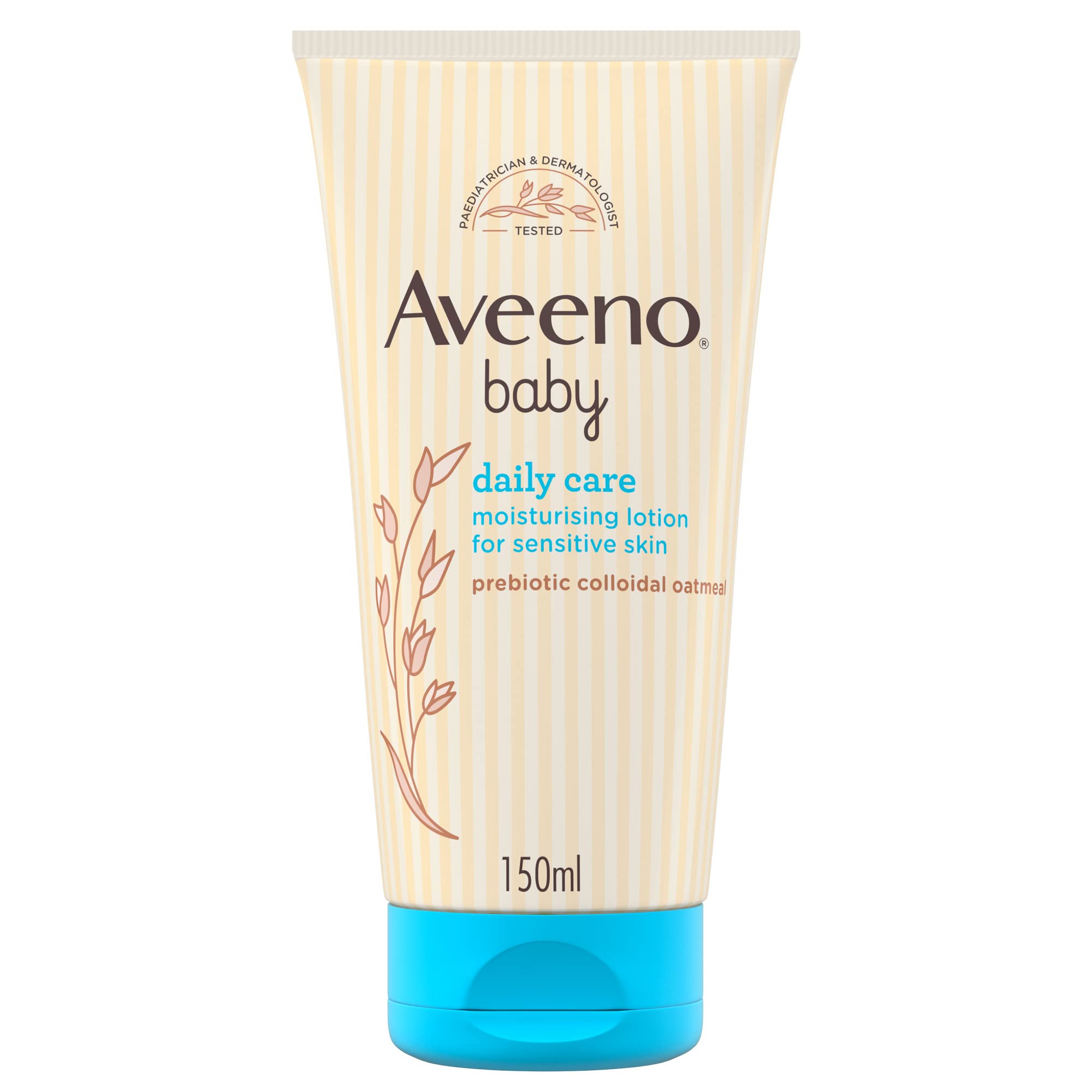Aveeno Baby Daily Care Moisturising Lotion (1 x 250ml), Fast-Absorbing Face and Body Baby Lotion with Prebiotic Colloidal Oatmeal, Protects & Moisturises Skin For 24 Hours, For Sensitive Skin