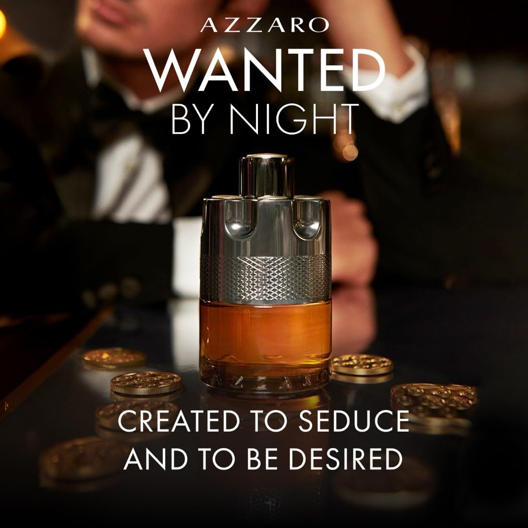 Azzaro Wanted by Night, Eau de Parfum Aftershave, Spicy Woody Fragrance with Cinnamon, Red Cedar, Tobacco, Bold Magnetic Aftershave for Men, A Bold Spicy Accord - Damaged Box