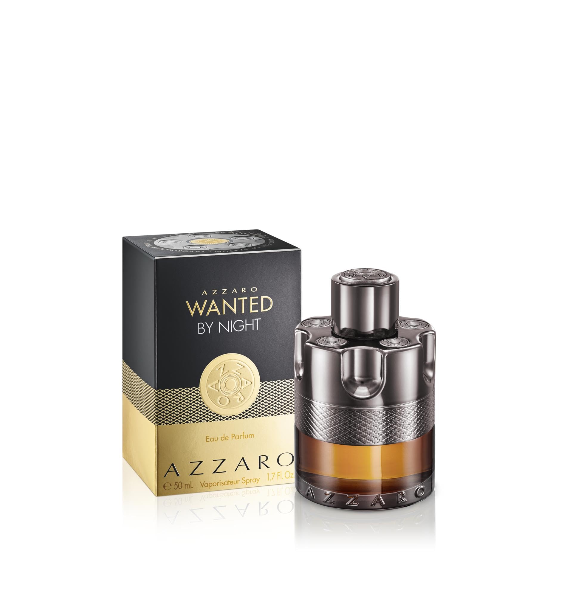 Azzaro Wanted by Night, Eau de Parfum Aftershave, Spicy Woody Fragrance with Cinnamon, Red Cedar, Tobacco, Bold Magnetic Aftershave for Men, A Bold Spicy Accord - Damaged Box