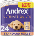 Andrex Ultimate Quilt Toilet Roll - 24 Toilet Rolls, 3-Ply, Bulk Buy, Soft, Thick Sheets, FSC Certified - Damaged Box