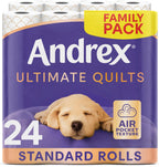 Andrex Ultimate Quilt Toilet Roll - 24 Toilet Rolls, 3-Ply, Bulk Buy, Soft, Thick Sheets, FSC Certified - Damaged Box