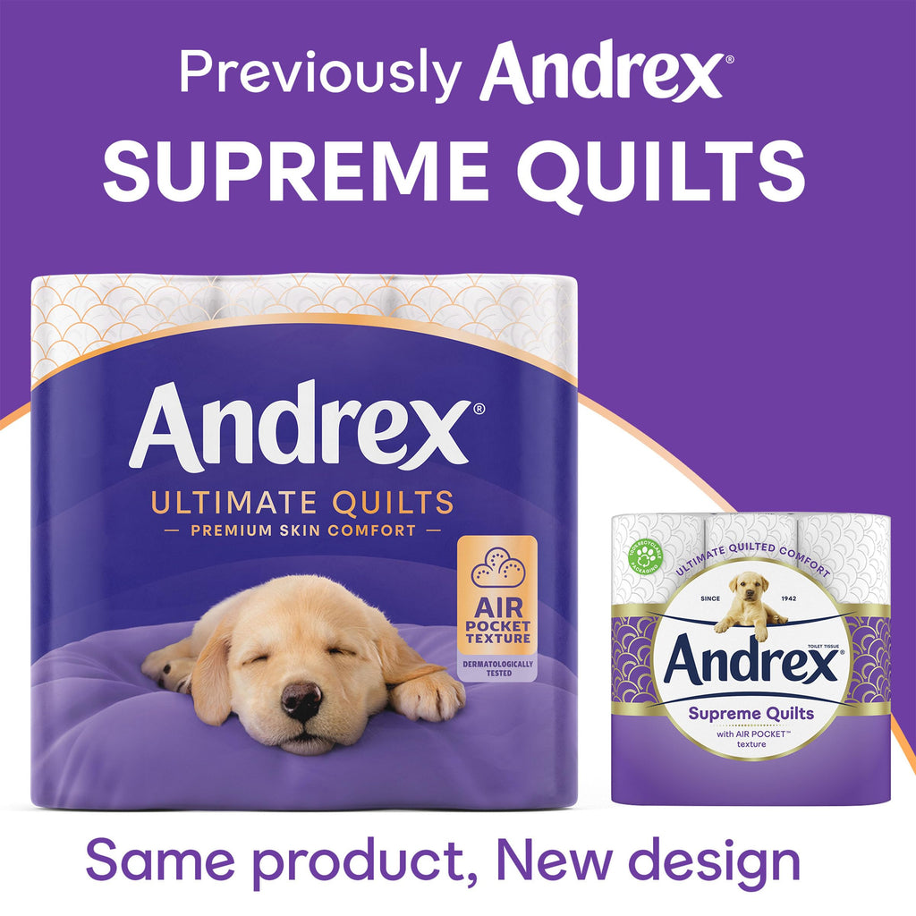Andrex Ultimate Quilt Toilet Roll - 24 Toilet Rolls, 3-Ply, Bulk Buy, Soft, Thick Sheets, FSC Certified - Damaged Box