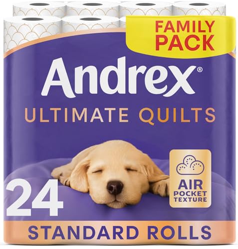Andrex Ultimate Quilt Toilet Roll - 24 Toilet Rolls, 3-Ply, Bulk Buy, Soft, Thick Sheets, FSC Certified - Damaged Box