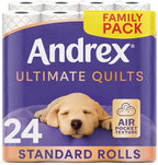 Andrex Ultimate Quilt Toilet Roll - 24 Toilet Rolls, 3-Ply, Bulk Buy, Soft, Thick Sheets, FSC Certified - Damaged Box