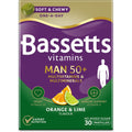 Bassetts Vitamins Man 50+ Multivitamins & Multiminerals Orange & Lime Flavour 30 Gummy Pastilles - BBE 05/2026