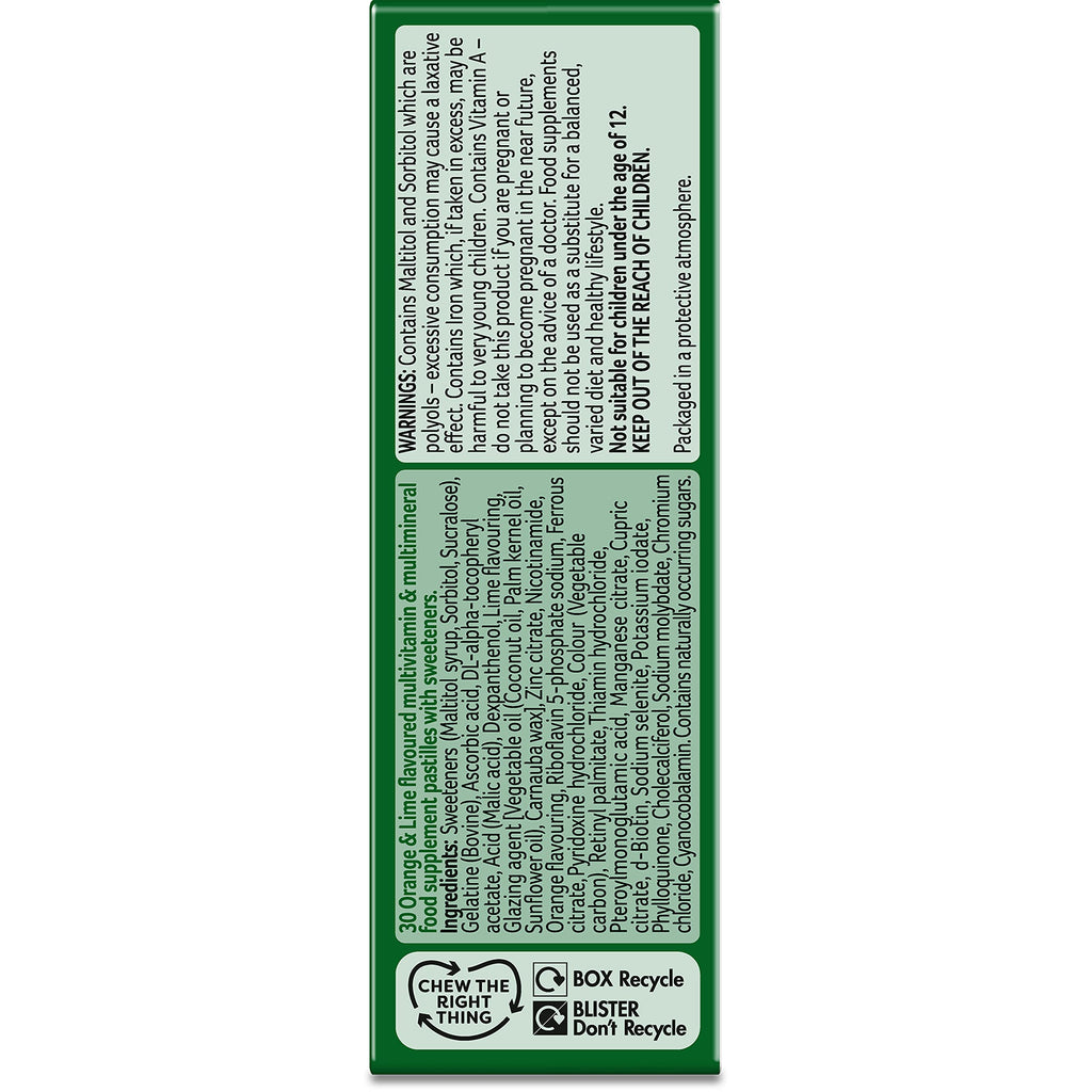 Bassetts Vitamins Man 50+ Multivitamins & Multiminerals Orange & Lime Flavour 30 Gummy Pastilles - BBE 05/2026